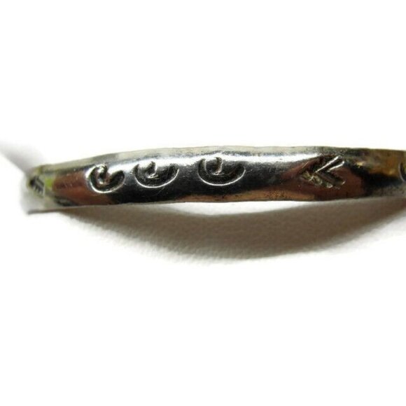 Hammered Southwest Swirl Design Bangle Sterling Silver 925 Vtg Bracelet Mexico - Picture 1 of 9